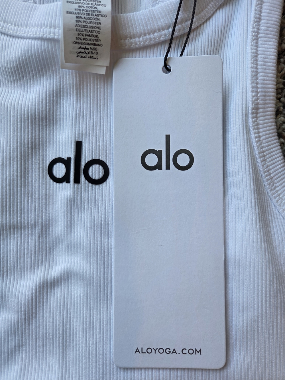 ALO Yoga White Ribbed Racerback Crop Tank - Picture 3 of 4